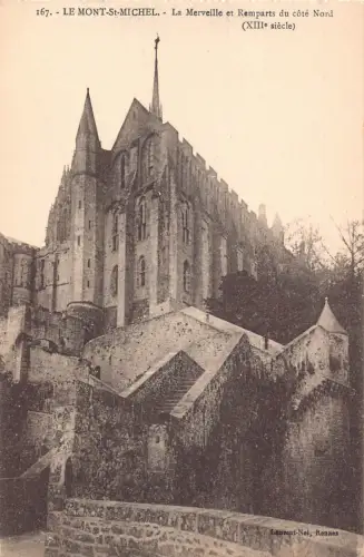 A840 Frankreich Mont St Michel Merveille et Remparts Cote Nord Vintage Postkarte