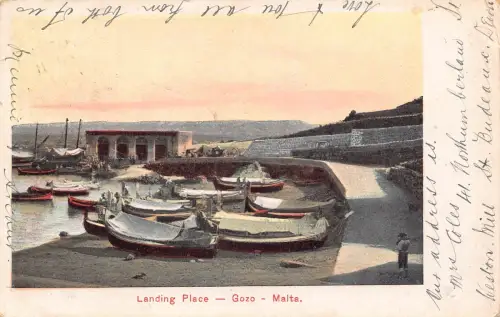 L542 Malta Gozo Landeplatz Boote 1907 Vintage Postkarte