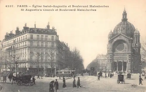 Frankreich Paris St Augustin Kirche Boulevard Malesherbes Fahrrad Vintage Postkarte