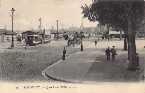 Frankreich Bordeaux Quai Louis XVIII Straßenbahn Vintage Postkarte