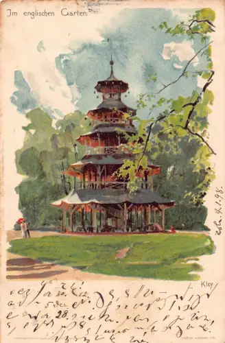 Deutschland Gruss aus Dresden 1898 Im englischen Garten Litho Vintage Postkarte