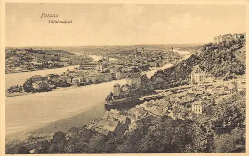 A222 Deutschland Passau Totalansicht Vintage Postkarte