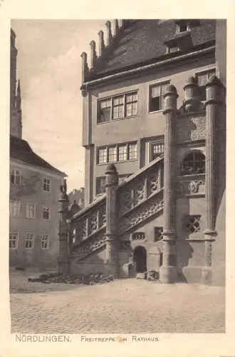 A224 Deutschland Noerdlingen Freitreppe Rathaus Rathaus Vintage Postkarte