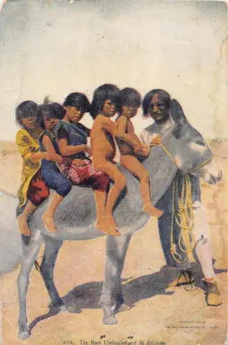 B557 US Ethnic Native American Boys Donkey Hopi Unlimited Out Arizona Postkarte