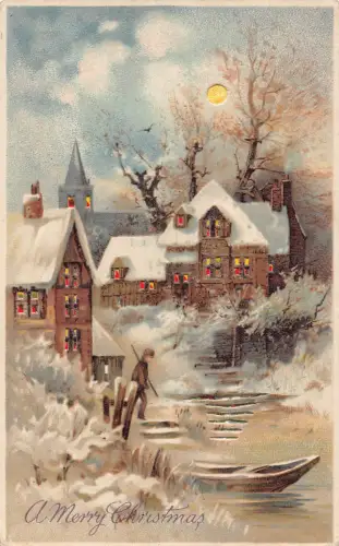 B574 Festhaltende Weihnachtsgrüße 1906 Mondscheinhäuser Bootsmann Postkarte