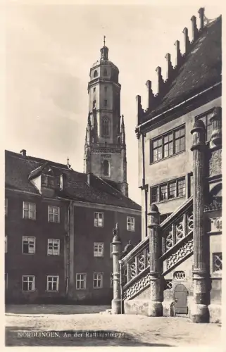 A224 Deutschland Nördlingen Rathaus Rathaus Treppe Vintage Postkarte