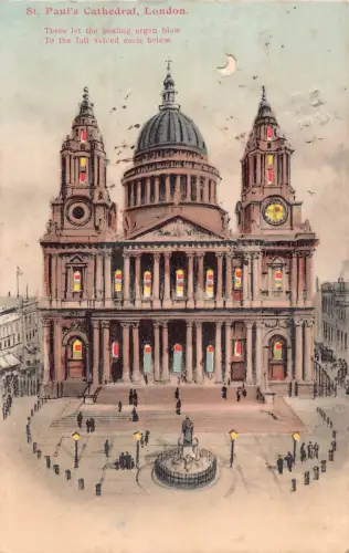 B574 Hold-to-light Neuheit 1904 London St Paul's Cathedral Mond England Postkarte