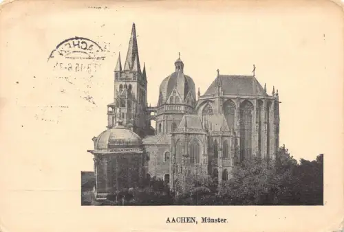 Deutschland 1915 Aachen Münster Dom 1. Weltkrieg Feldpost Vintage Postkarte