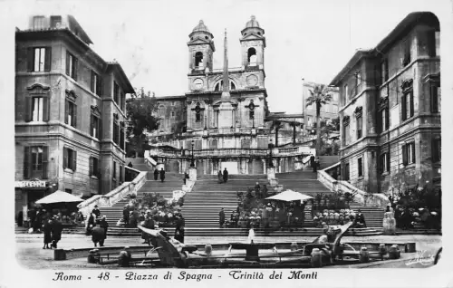 A229 Italien 1930 Roma Rom Spanische Treppe Trinita dei Monti Vintage Postkarte