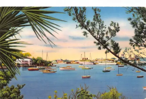 Bermuda Hamilton Hafen Red Hole Paget QTEV & BV Schiffe Boote Postkarte