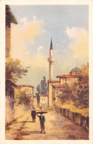 Türkei Istanbul Skutari Quartier Turque Nachbarschaft Kunst Vintage Postkarte