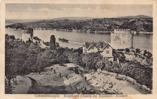 Türkei Istanbul Konstantinopel Bosporus Roumeli Hissar Türme Postkarte