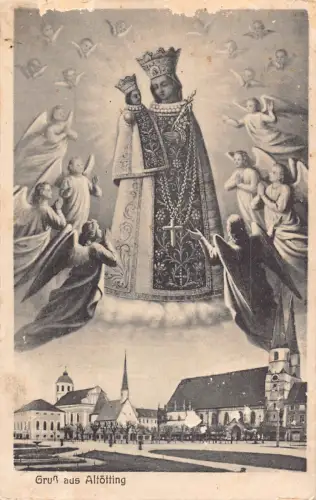 B208 Deutschland Gruss aus Altötting Engel Religiös Vintage Postkarte