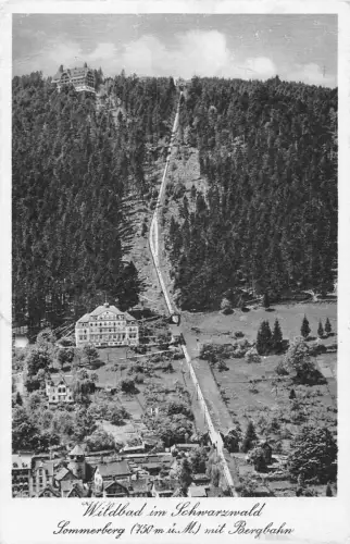 B208 Deutschland 1936 Wilbad im Schwarzwald Sommerberg Bergbahn Vintage Postkarte