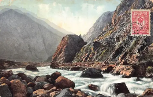 A037 Georgien 1910 Kaukasus Berg Militär Eisenbahn Grousien Tamare Postkarte