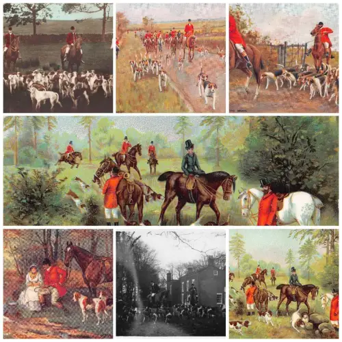 L401 Jagd britische Jäger Beagles Lot mit 7 Vintage Postkarten