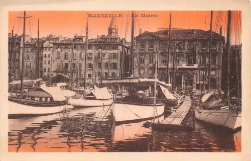 Frankreich Marseille La Mairie Boote Hafen Vintage Postkarte