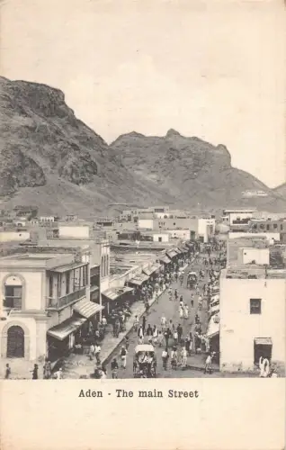 L380 Yemen Aden The Main Street Geschäfte Kutschen Vintage Postkarten