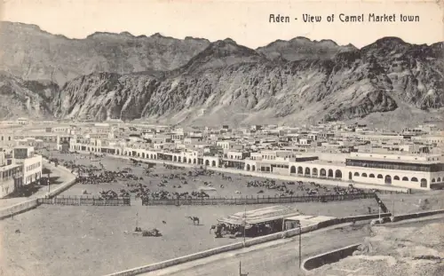 L380 Jemen Aden Panoramablick auf Kamelmarktstadt Vintage Postkarten