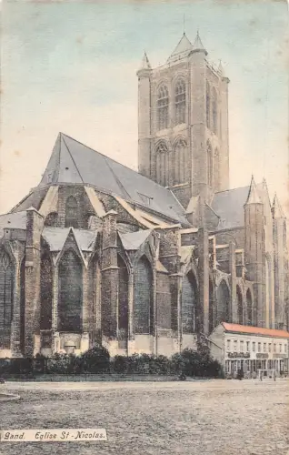 A846 Belgien Gent Eglise St Nicolas Kirche Vintage Postkarte