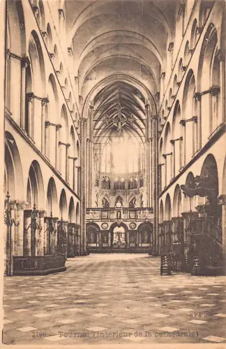 A846 Belgien Tournai Kathedrale Innenraum Vintage Postkarte