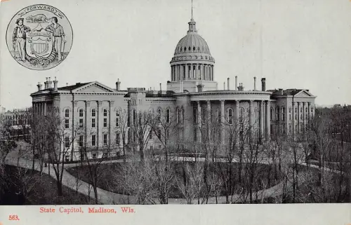 A848 US State Capitol Madison Wisconsin Vintage Postkarte