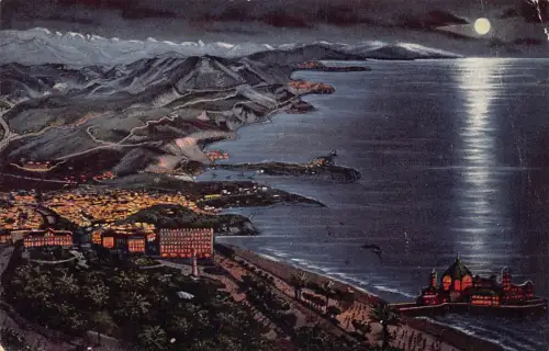 A848 Frankreich 1913 Schöne Gesamtansicht bei Mondschein Vintage Postkarte