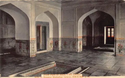 A847 Indien erster Teil von Bath Fort Delhi Vintage Postkarte