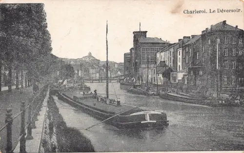A849 Belgien Charleroi Deversoir Boot Kanal Vintage Postkarte