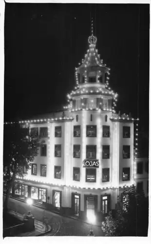 Brasilien Lojas Hotel bei Nacht RPPC Vintage Postkarte B838