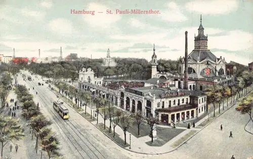 A026 Deutschland Hamburg St Pauli Millernthor Straßenbahn Industrie LB Schloss Brau Postkarte