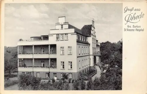 A851 Deutschland Gruss aus Rhede Borken St Vinzenz Krankenhaus Vintage Postkarte