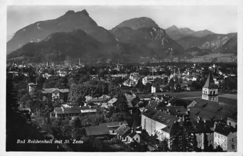 Deutschland 1938 Bad Reichenhall mit St Zeno Südansicht Ansicht Vintage Postkarte