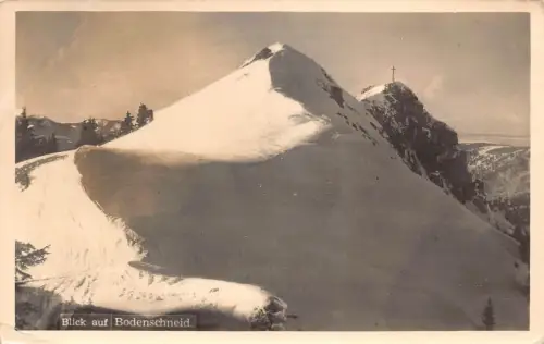 L090 Deutschland Blick auf Bodenschneid Berg Schnee Vintage Postkarte