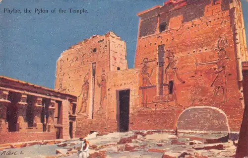 L383 Ägypten Phylae The Pylon of Temple Künstlerkarte signiert R Carrt L Postkarte