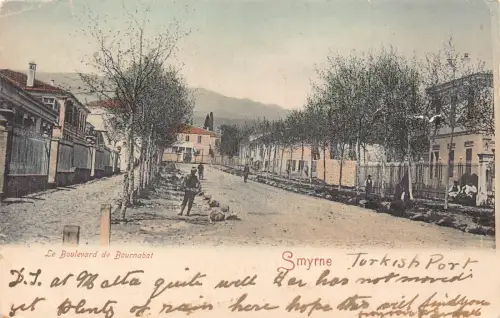 Türkei 1905 Izmir Smyrne Boulevard de Bournabat Straße Vintage Postkarte