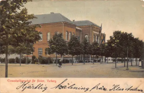 Schweden Elementararoverket für Flickor Varberg Schule Vintage Postkarte