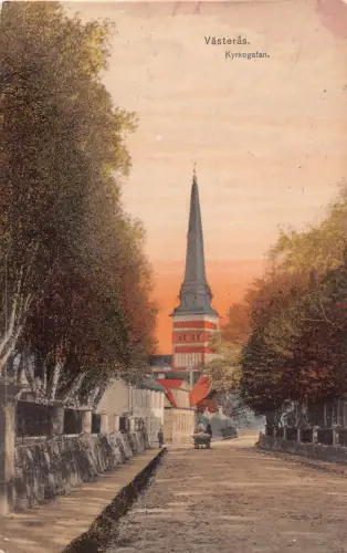 Schweden 1919 Vasteras Kyrkogaten Kirche Vintage Postkarte