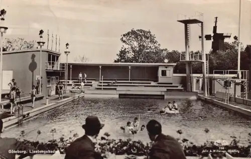 Schweden 1938 Goeteborg Lisebergsbaden Schwimmbad Vintage Postkarte