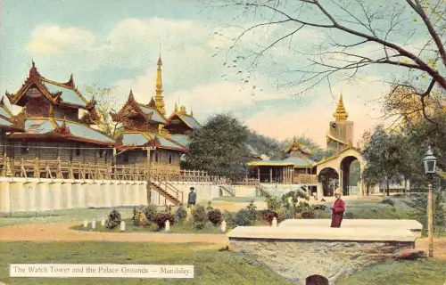 L255 Burma Myanmar Mandalay Der Wachturm und das Palastgelände Postkarte