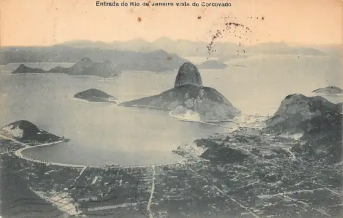 L249 Brasilien 1920 Entrada do Rio de Janeiro vista do Corcovado Vintage Postkarte