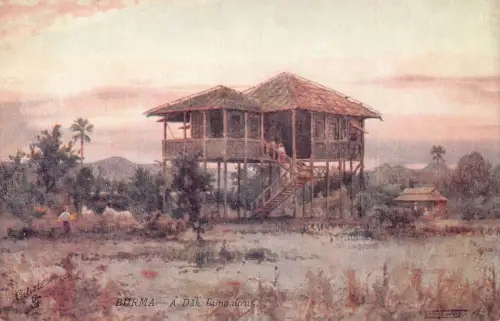 L255 Burma Myanmar A Dak Bungalow Postkarte