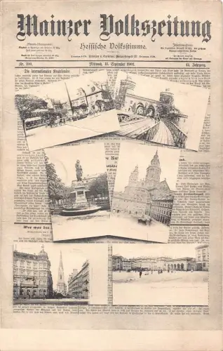 B588 Zeitungsbrief Deutschland Mainzer Volkszeitung Mainz Statue Brücke Postkarte