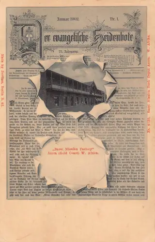 B588 Zeitungsbrief Accra Ghana Evangelische Heidenbote Basler Fabrik Postkarte
