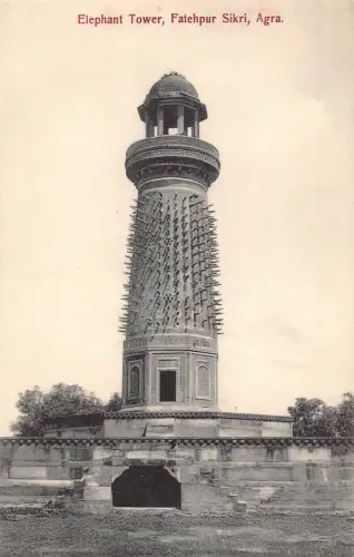 L376 Indien Elefantenturm Fatehpur Sikri Agra Vintage Postkarte