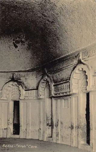 L376 Indien Bedsa Virah Höhle Innenraum Tempel Vintage Postkarte