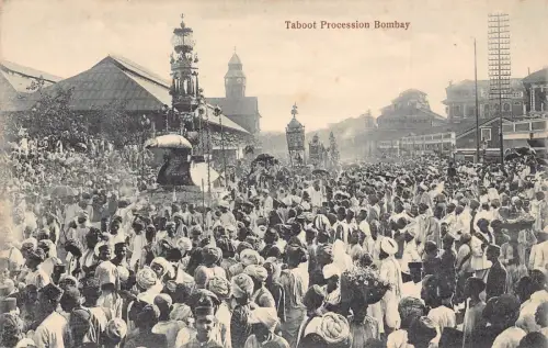 L378 Indien Taboot Prozession Bombay Manifestation Vintage Postkarte
