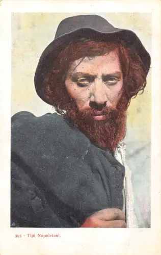 B001 Italien Tipi Napoletani Napoletan Typen Bärtiger Mann Fischer Postkarte