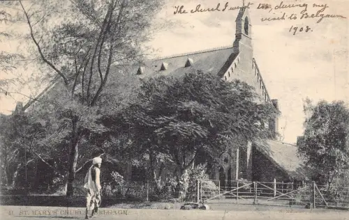 A998 Indien Belgaum St Mary's Church Vintage Postkarte
