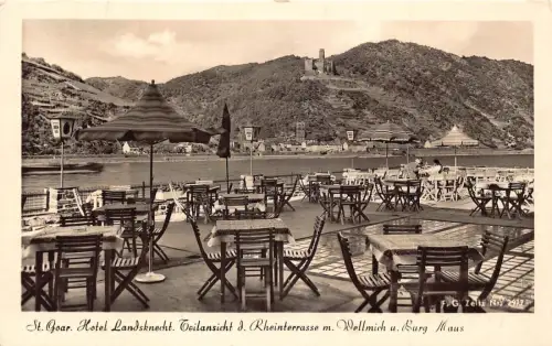 L090 Deutschland 1952 StGoar. Hotel, Blick auf Rheinterrasse und Schloss Postkarte
